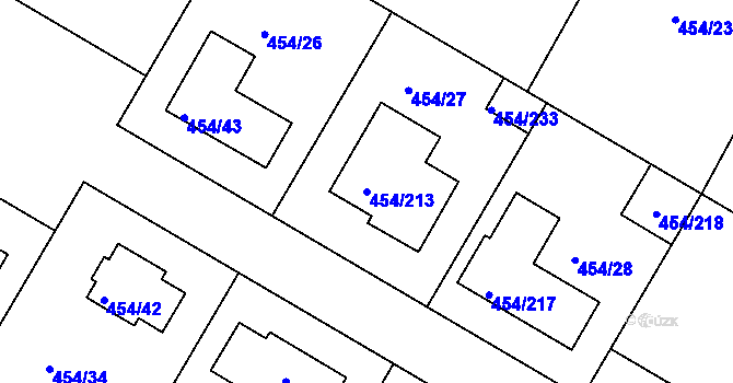 Parcela st. 454/213 v KÚ Trboušany, Katastrální mapa