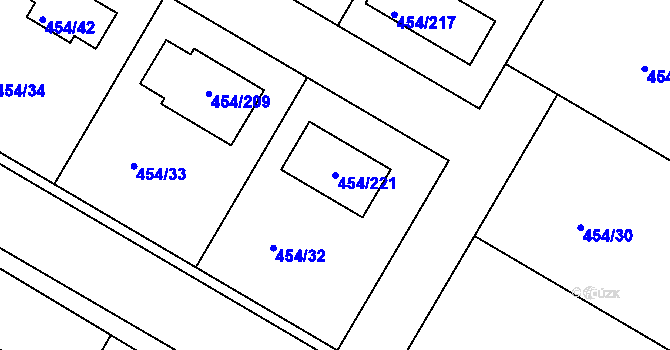 Parcela st. 454/221 v KÚ Trboušany, Katastrální mapa