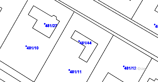 Parcela st. 481/44 v KÚ Trboušany, Katastrální mapa