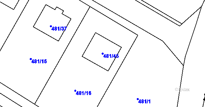 Parcela st. 481/45 v KÚ Trboušany, Katastrální mapa