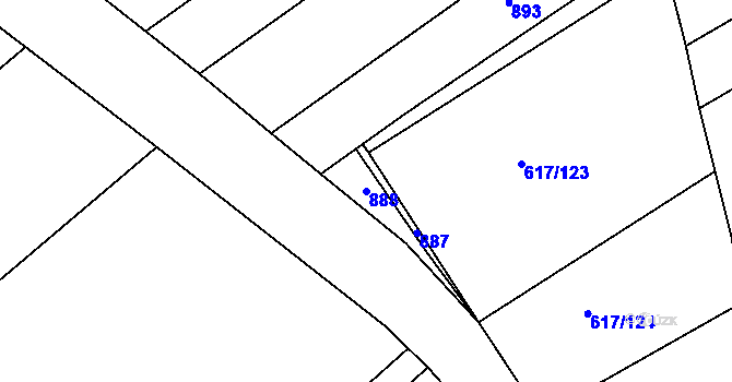 Parcela st. 888 v KÚ Trboušany, Katastrální mapa