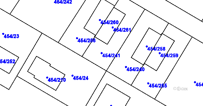 Parcela st. 454/241 v KÚ Trboušany, Katastrální mapa