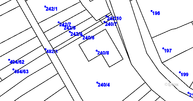 Parcela st. 240/8 v KÚ Trboušany, Katastrální mapa