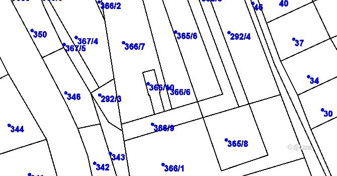 Parcela st. 366/6 v KÚ Trboušany, Katastrální mapa