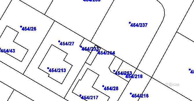 Parcela st. 454/254 v KÚ Trboušany, Katastrální mapa