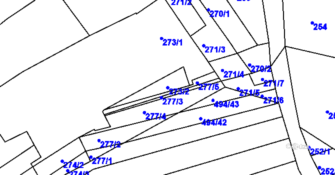 Parcela st. 273/2 v KÚ Trboušany, Katastrální mapa