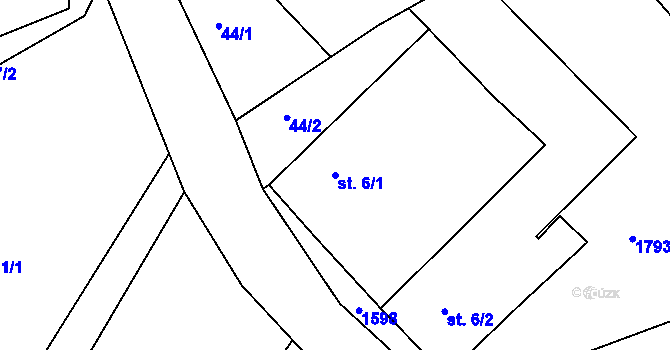 Parcela st. 6/1 v KÚ Trhanov, Katastrální mapa