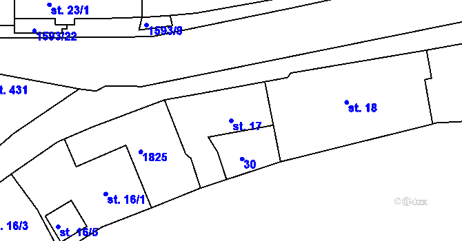 Parcela st. 17 v KÚ Trhanov, Katastrální mapa