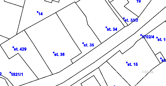Parcela st. 35 v KÚ Trhanov, Katastrální mapa