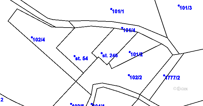 Parcela st. 246 v KÚ Trhanov, Katastrální mapa