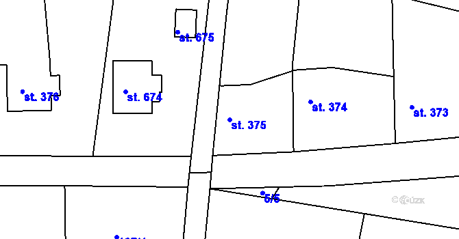 Parcela st. 375 v KÚ Trhanov, Katastrální mapa