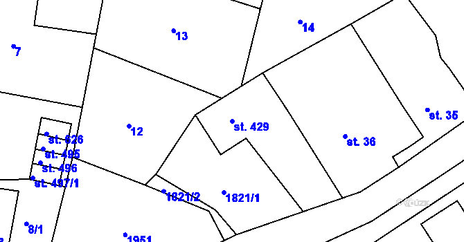 Parcela st. 429 v KÚ Trhanov, Katastrální mapa