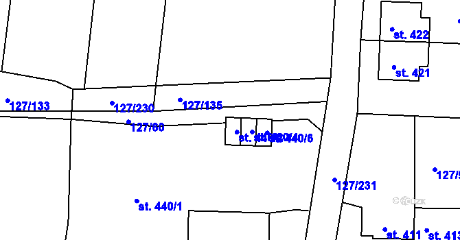 Parcela st. 440/3 v KÚ Trhanov, Katastrální mapa