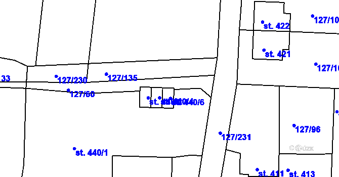 Parcela st. 440/7 v KÚ Trhanov, Katastrální mapa