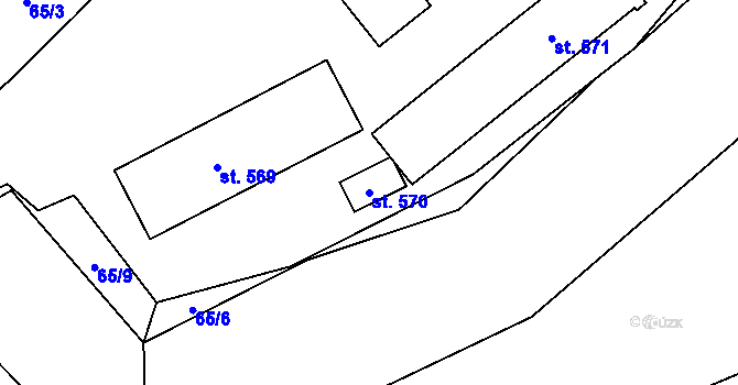 Parcela st. 570 v KÚ Trhanov, Katastrální mapa