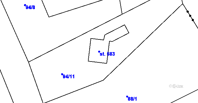 Parcela st. 583 v KÚ Trhanov, Katastrální mapa