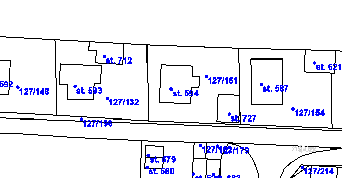 Parcela st. 594 v KÚ Trhanov, Katastrální mapa