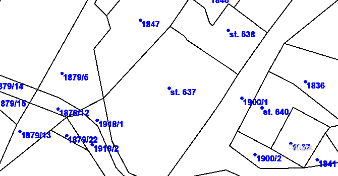 Parcela st. 637 v KÚ Trhanov, Katastrální mapa