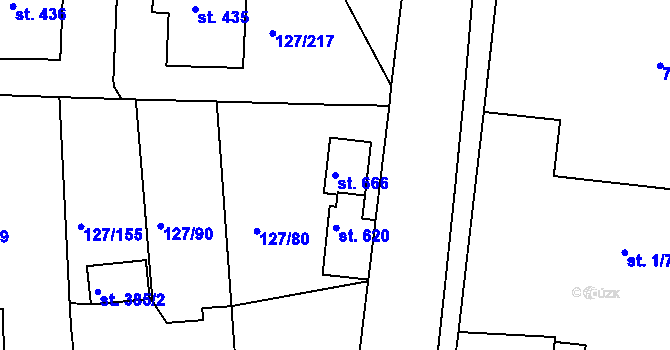 Parcela st. 666 v KÚ Trhanov, Katastrální mapa