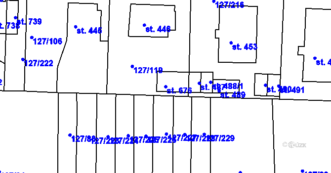 Parcela st. 676 v KÚ Trhanov, Katastrální mapa