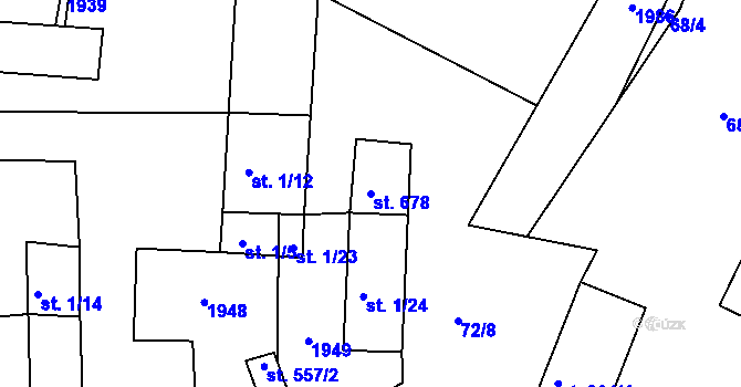 Parcela st. 678 v KÚ Trhanov, Katastrální mapa