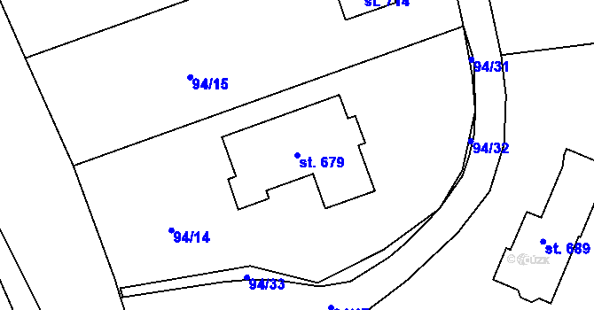 Parcela st. 679 v KÚ Trhanov, Katastrální mapa