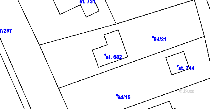 Parcela st. 682 v KÚ Trhanov, Katastrální mapa