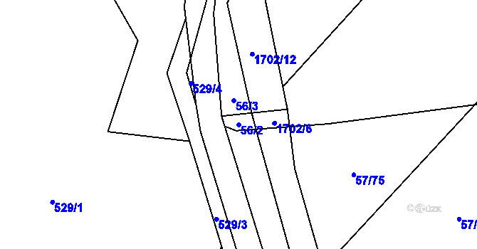 Parcela st. 56/2 v KÚ Trhanov, Katastrální mapa
