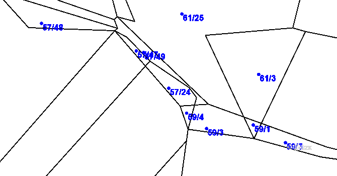 Parcela st. 57/24 v KÚ Trhanov, Katastrální mapa