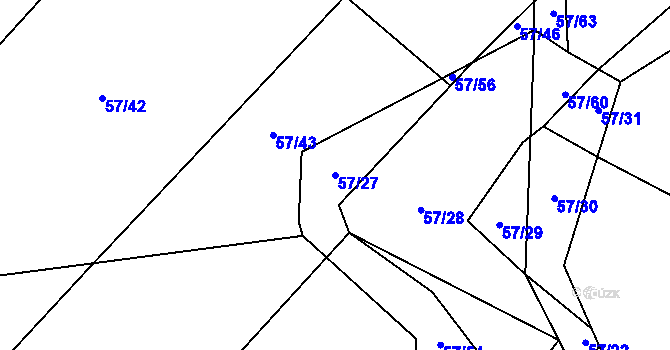 Parcela st. 57/27 v KÚ Trhanov, Katastrální mapa