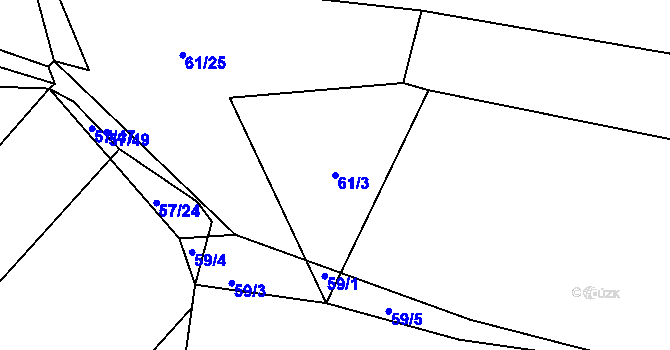 Parcela st. 61/3 v KÚ Trhanov, Katastrální mapa