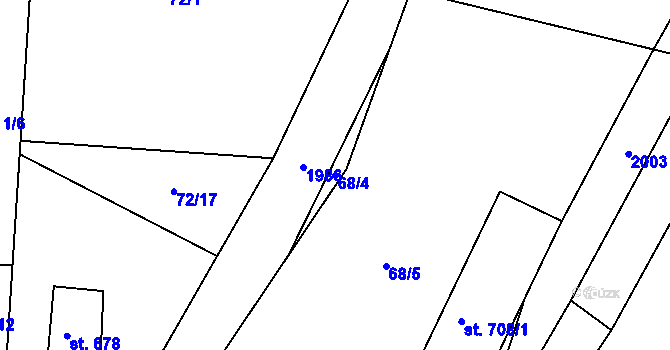 Parcela st. 68/4 v KÚ Trhanov, Katastrální mapa