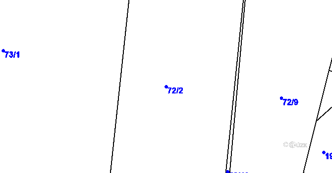 Parcela st. 72/2 v KÚ Trhanov, Katastrální mapa