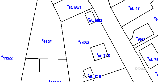 Parcela st. 112/3 v KÚ Trhanov, Katastrální mapa