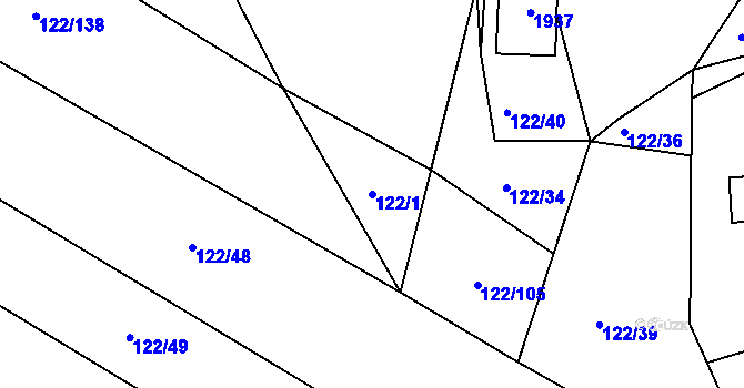 Parcela st. 122/1 v KÚ Trhanov, Katastrální mapa