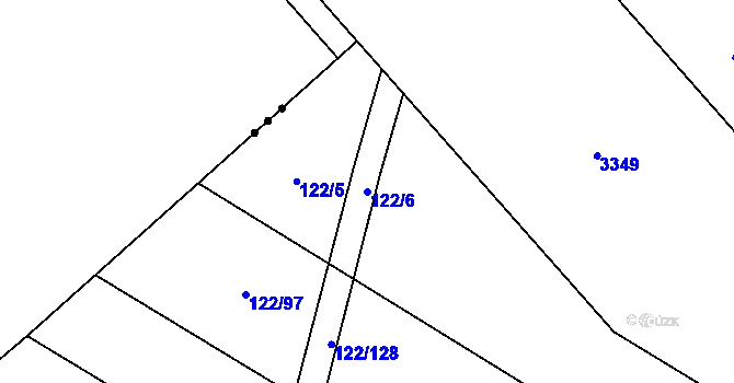 Parcela st. 122/6 v KÚ Trhanov, Katastrální mapa