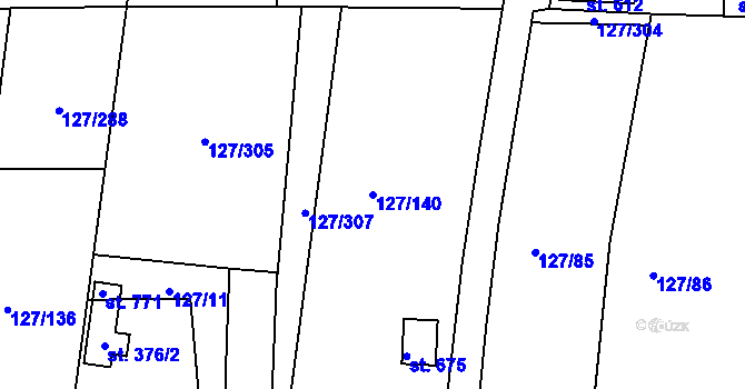 Parcela st. 127/140 v KÚ Trhanov, Katastrální mapa