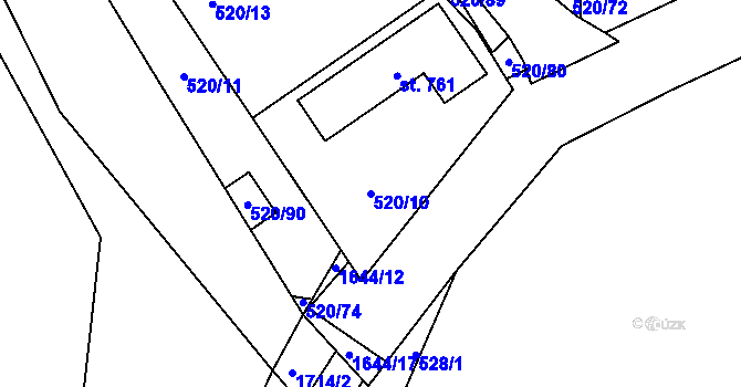 Parcela st. 520/10 v KÚ Trhanov, Katastrální mapa