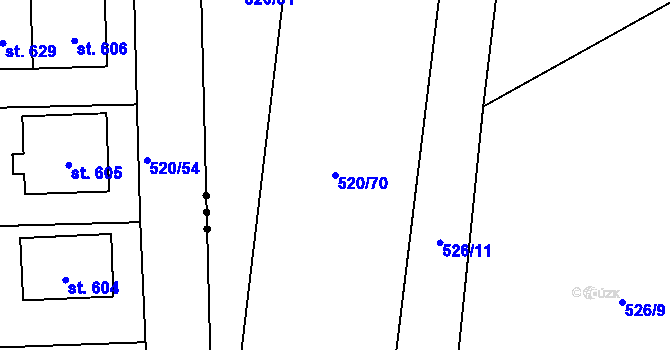 Parcela st. 520/70 v KÚ Trhanov, Katastrální mapa
