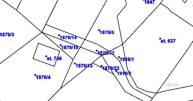 Parcela st. 1879/12 v KÚ Trhanov, Katastrální mapa