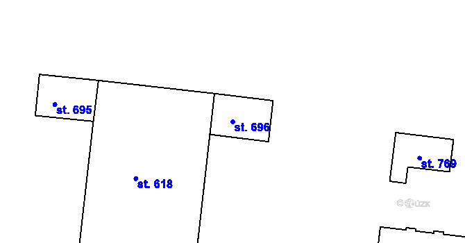 Parcela st. 696 v KÚ Trhanov, Katastrální mapa