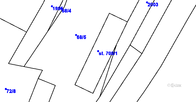 Parcela st. 708/1 v KÚ Trhanov, Katastrální mapa