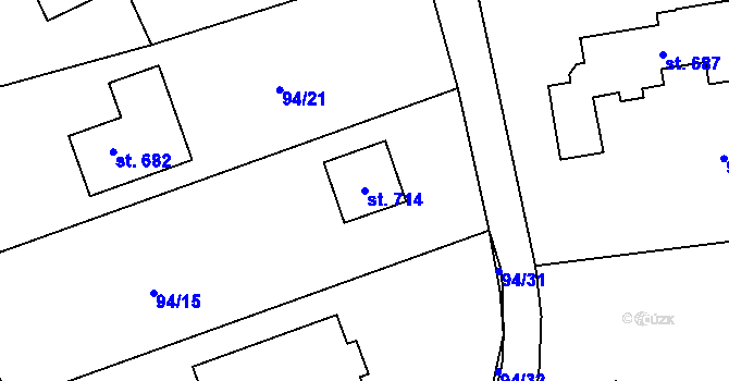 Parcela st. 714 v KÚ Trhanov, Katastrální mapa