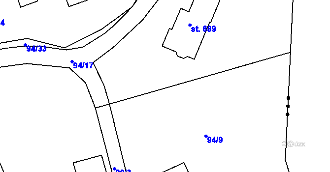 Parcela st. 90/4 v KÚ Trhanov, Katastrální mapa