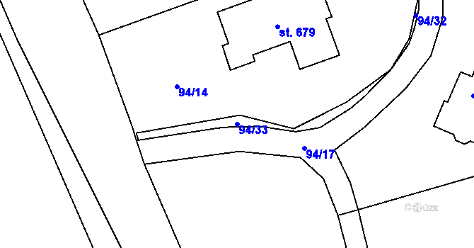 Parcela st. 94/33 v KÚ Trhanov, Katastrální mapa