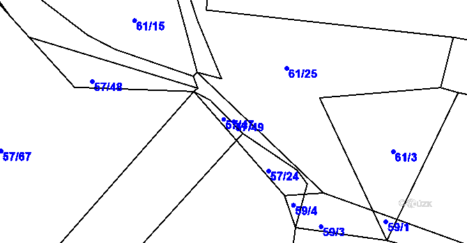 Parcela st. 57/49 v KÚ Trhanov, Katastrální mapa