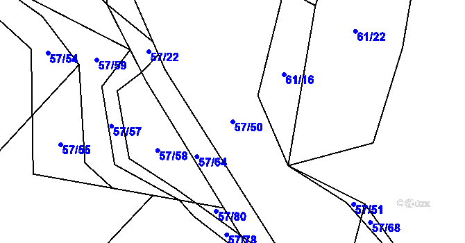 Parcela st. 57/50 v KÚ Trhanov, Katastrální mapa