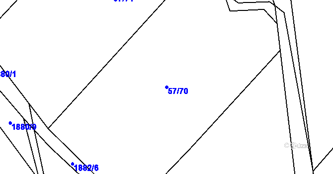 Parcela st. 57/70 v KÚ Trhanov, Katastrální mapa