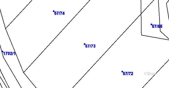 Parcela st. 57/73 v KÚ Trhanov, Katastrální mapa