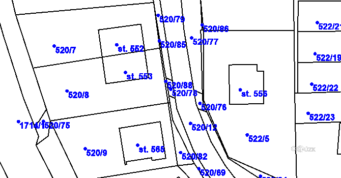 Parcela st. 520/78 v KÚ Trhanov, Katastrální mapa